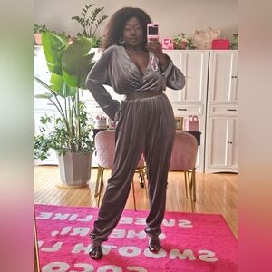 One Day - (Tall) Velvet Silver Jumpsuit